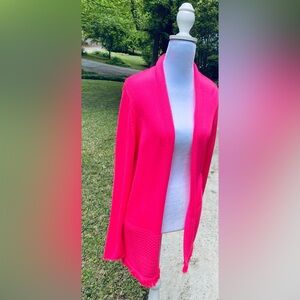 Lilly Pulitzer Tatum Cardigan - Hot Pink Open Front Sweater